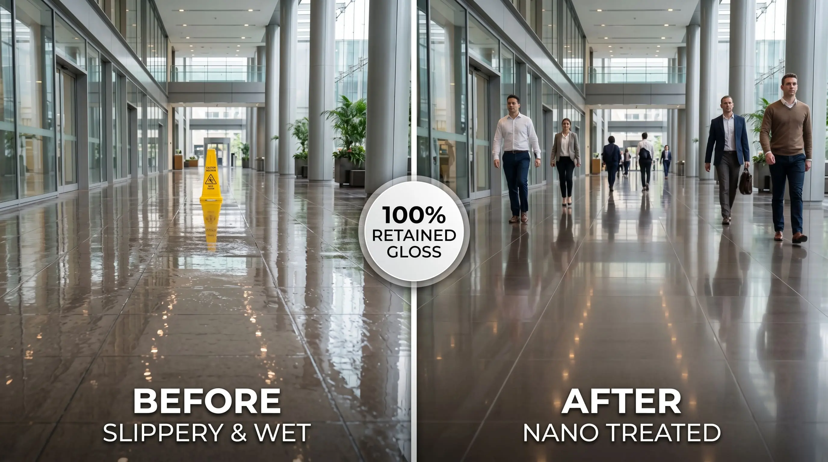 Before and after floor safety comparison